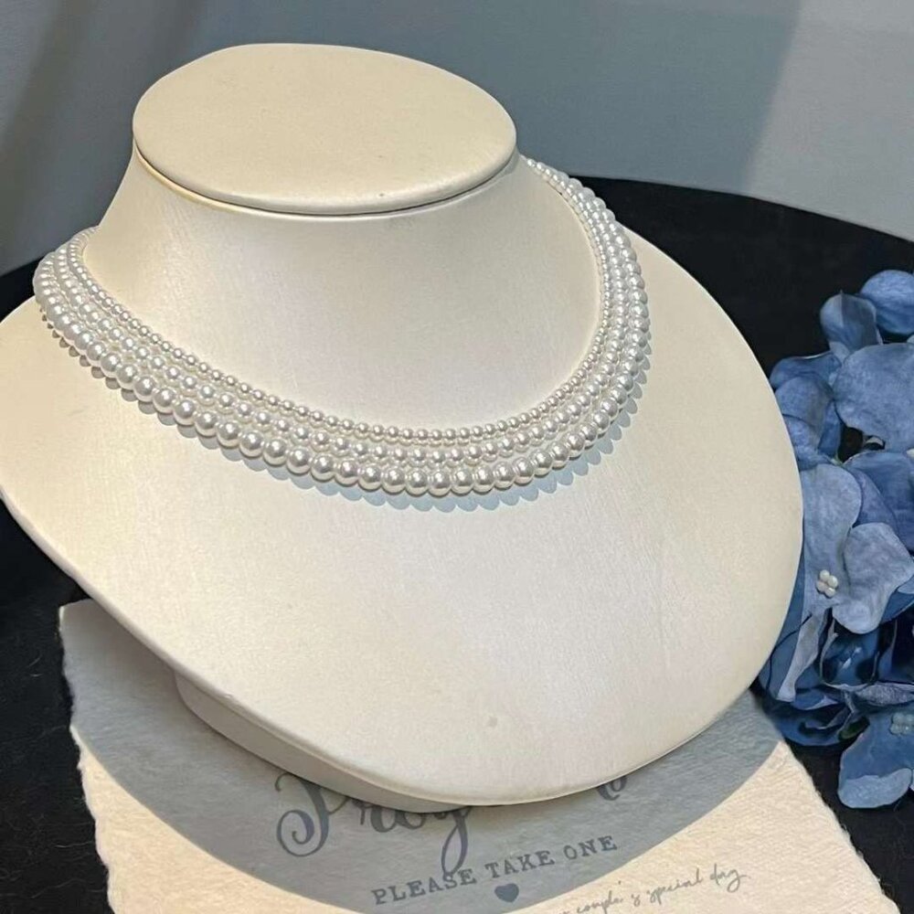 Three-Layer Crystal Pearl Necklace